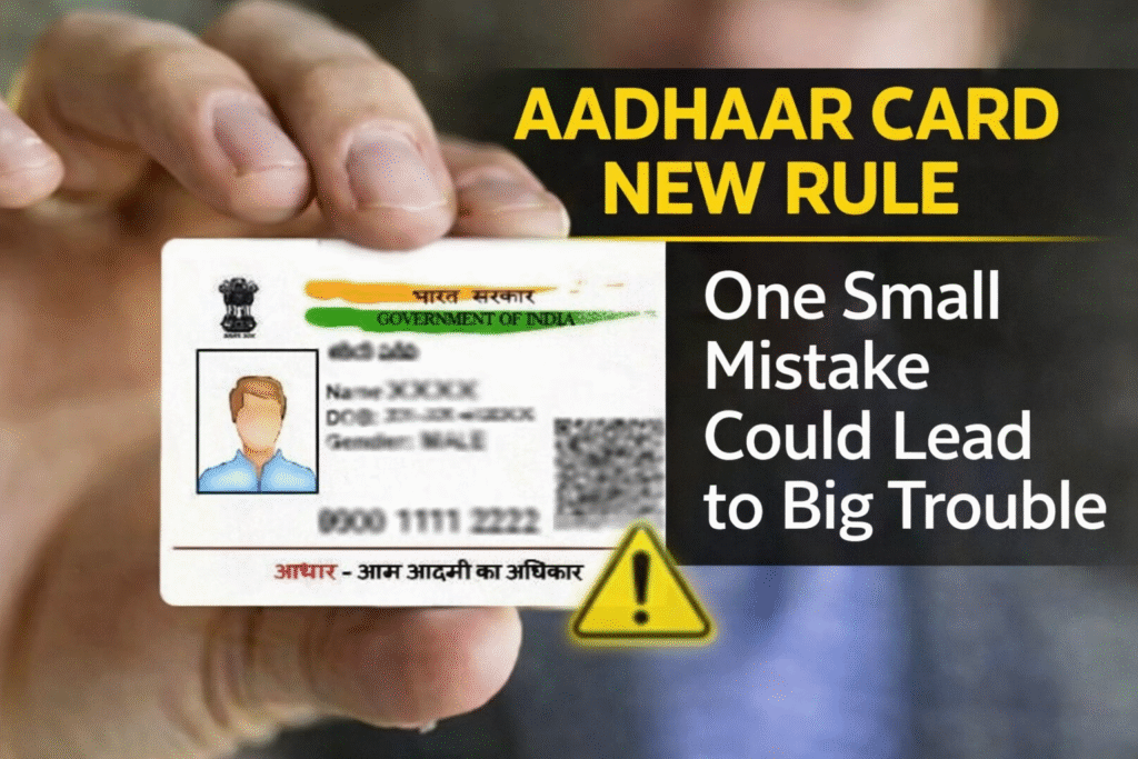 Aadhaar card update rules alert highlighting risks of name, DOB and address mistakes