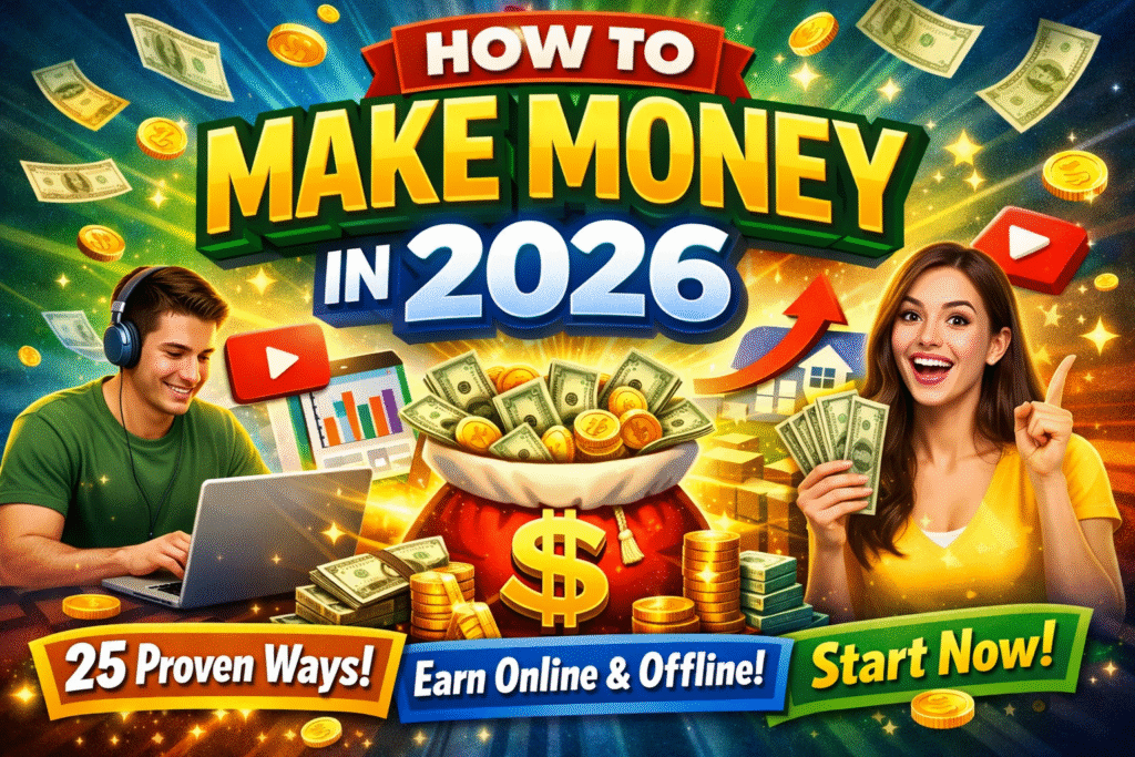 How to make money in 2026 using online and offline income ideas with AI, freelancing, YouTube and passive income