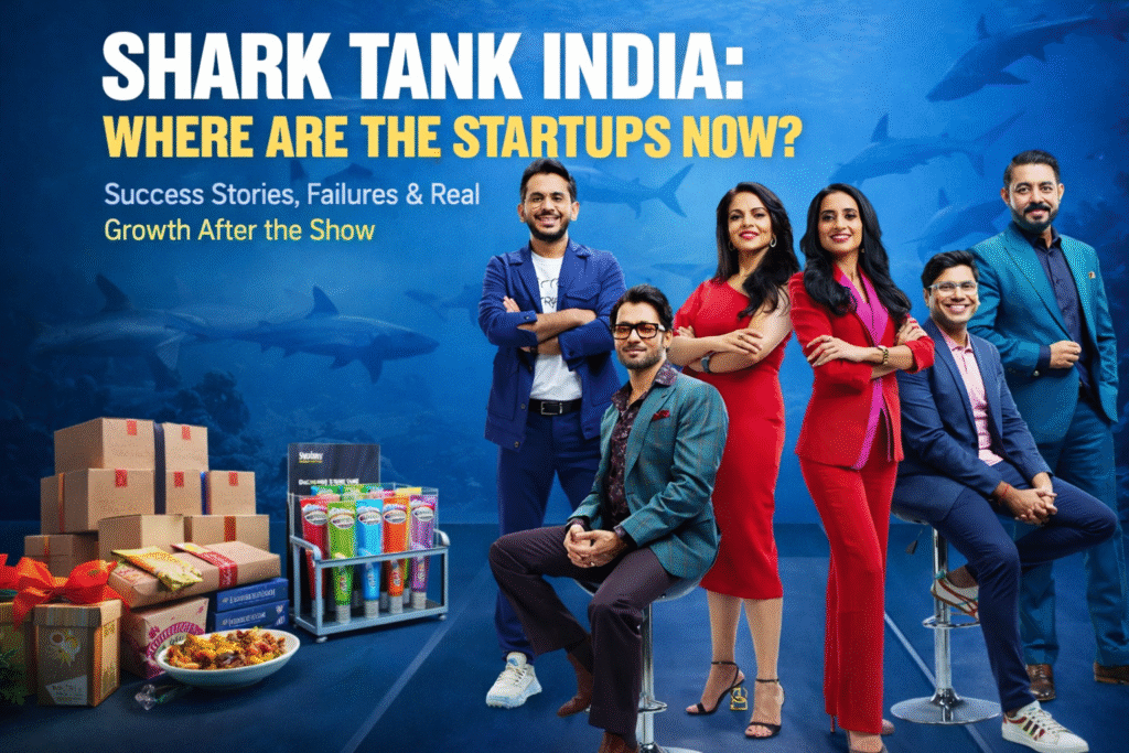 Shark Tank India featured image representing startup growth, funding, valuation and life after the show